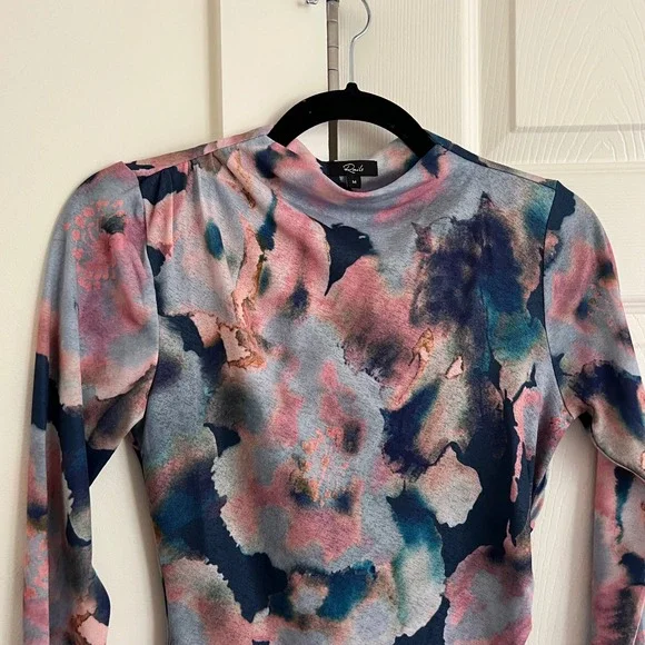 Rails Joelle Top Mock Neck Ruched Mesh Long Sleeve Top Medium Revolve - Picture 6 of 8